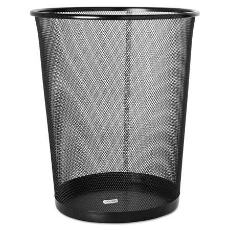 ROLODEX 5 gal Round Trash Can, Black, Open Top, Solid Metal 22351